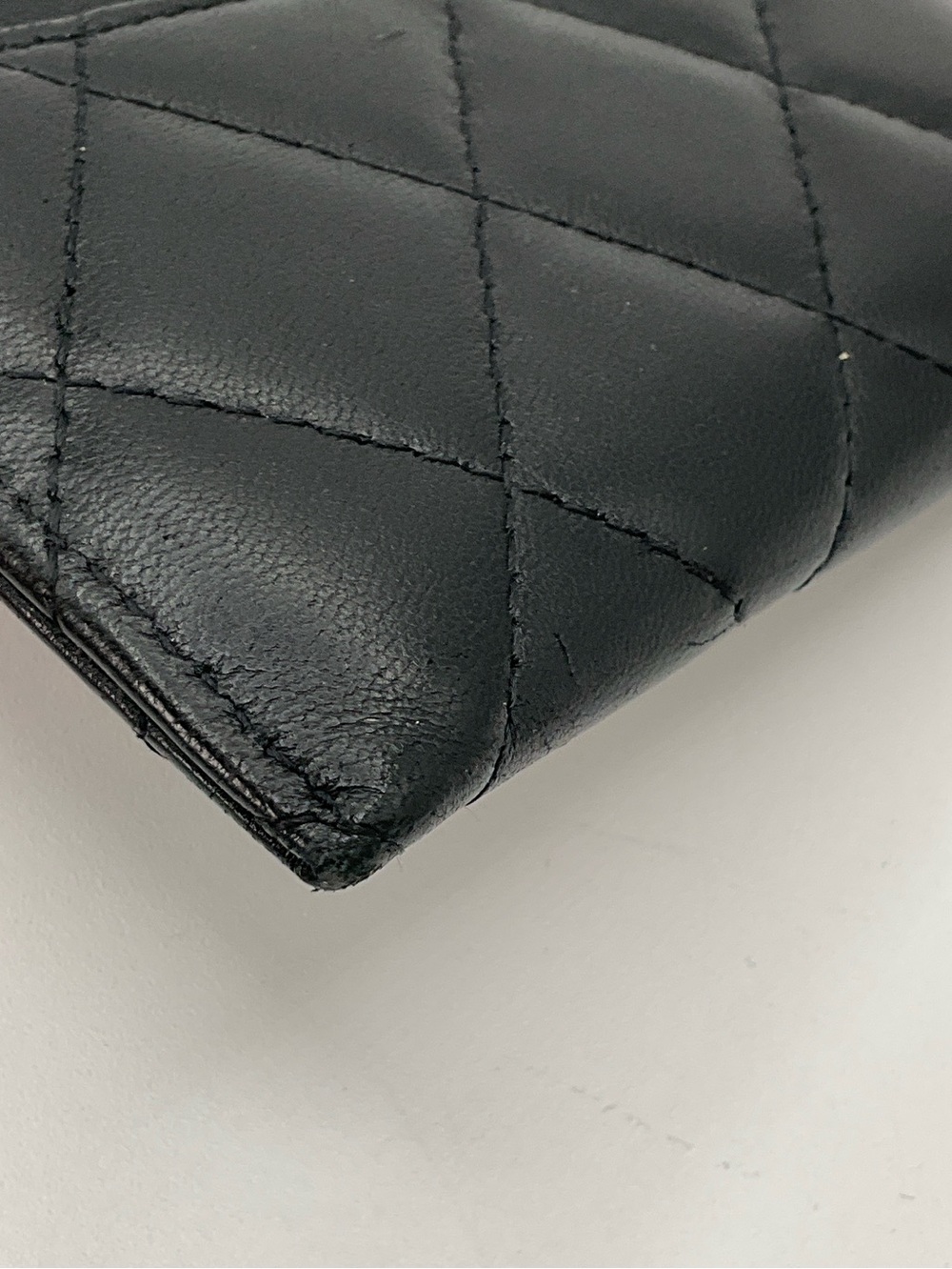 Chanel Quilted Card Holder Wallet Lambskin Leather Black Silver - Picture 13 of 16
